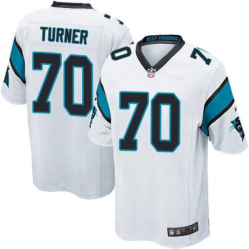 Nike Panthers #70 Trai Turner White Youth Stitched NFL Elite Jersey - Click Image to Close